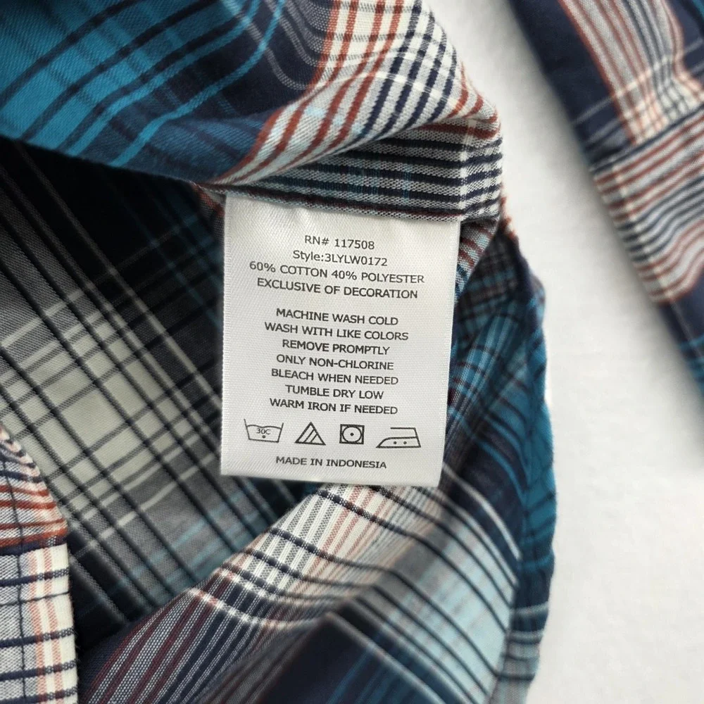 Levis The Western Pearl Snap Shirt Mens XL Blue Plaid Button Up 3LYLW0172 NEW